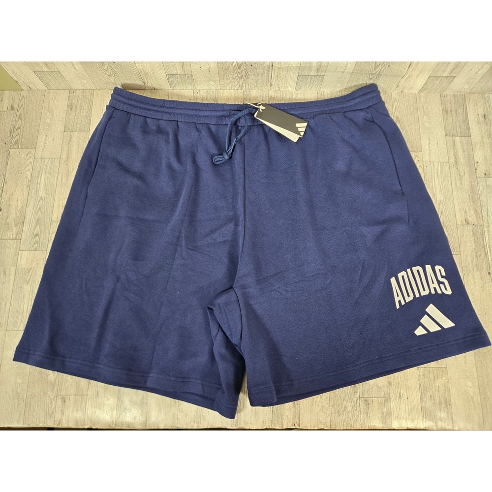 Adidas Mens Collegiate Sweatshorts Navy Blue Fleece Pockets 4XLT JM1728